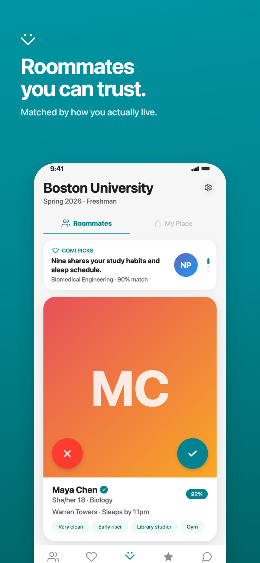 App Store screenshot — Roommates you can trust