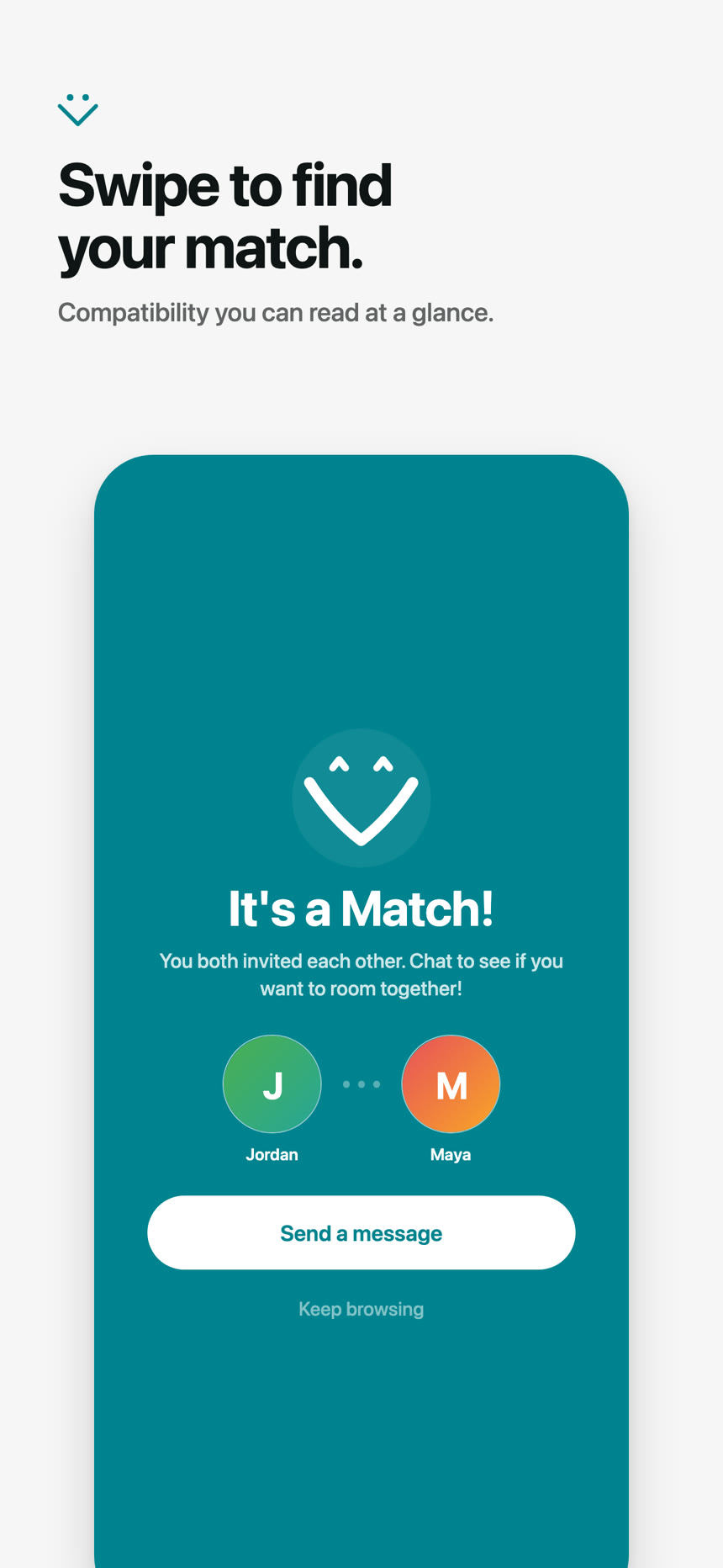 App Store screenshot — Swipe to find your match