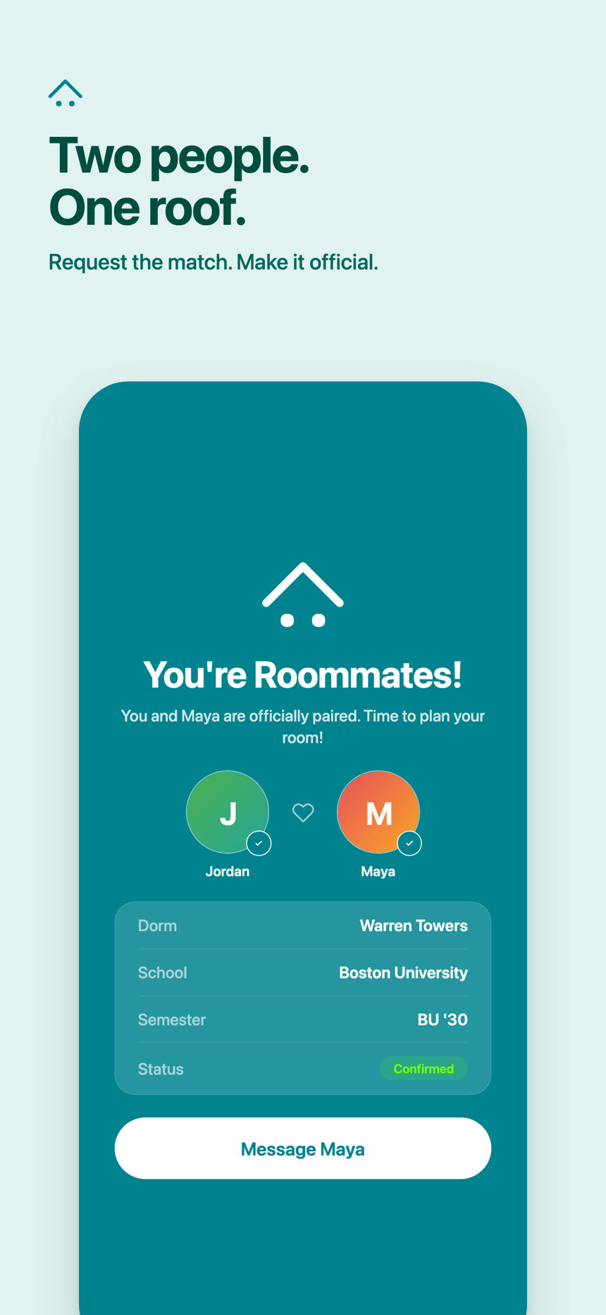 App Store screenshot — Two people. One roof.