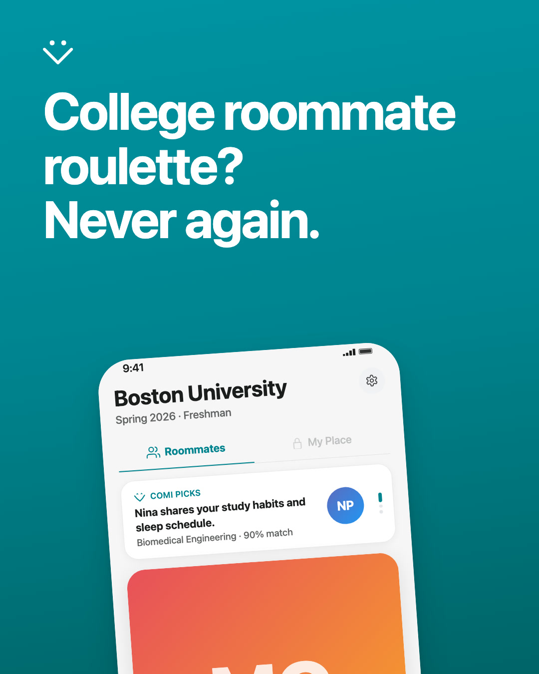 Instagram post — College roommate roulette? Never again.