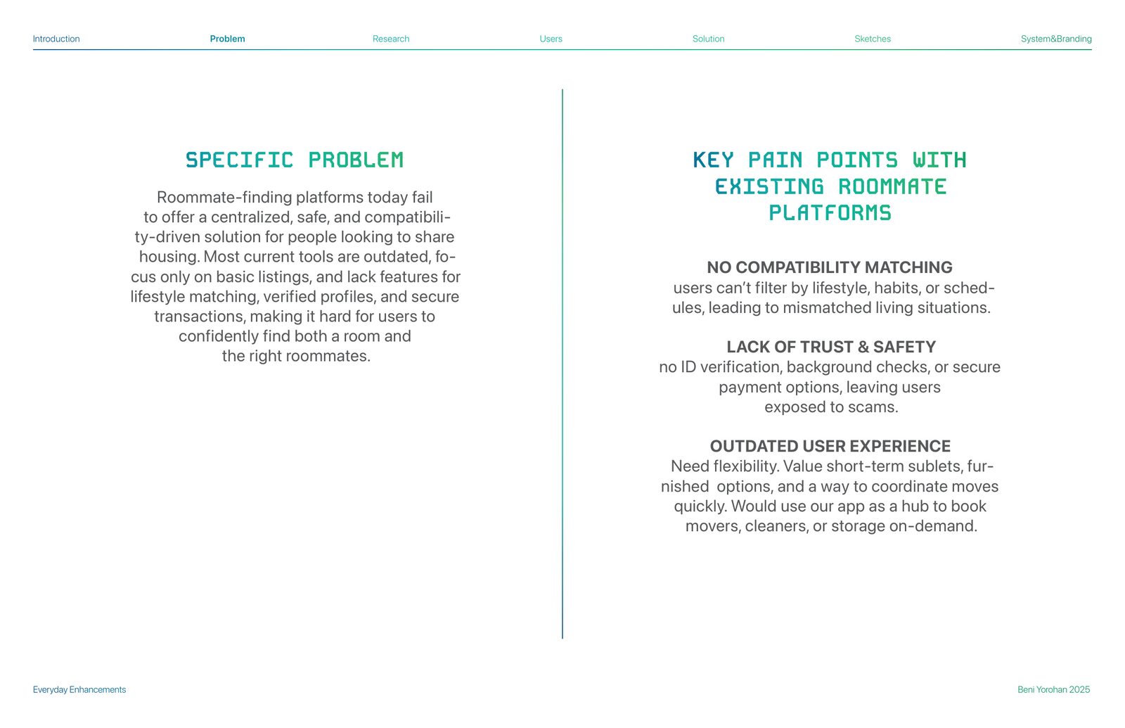 Specific problem and key pain points