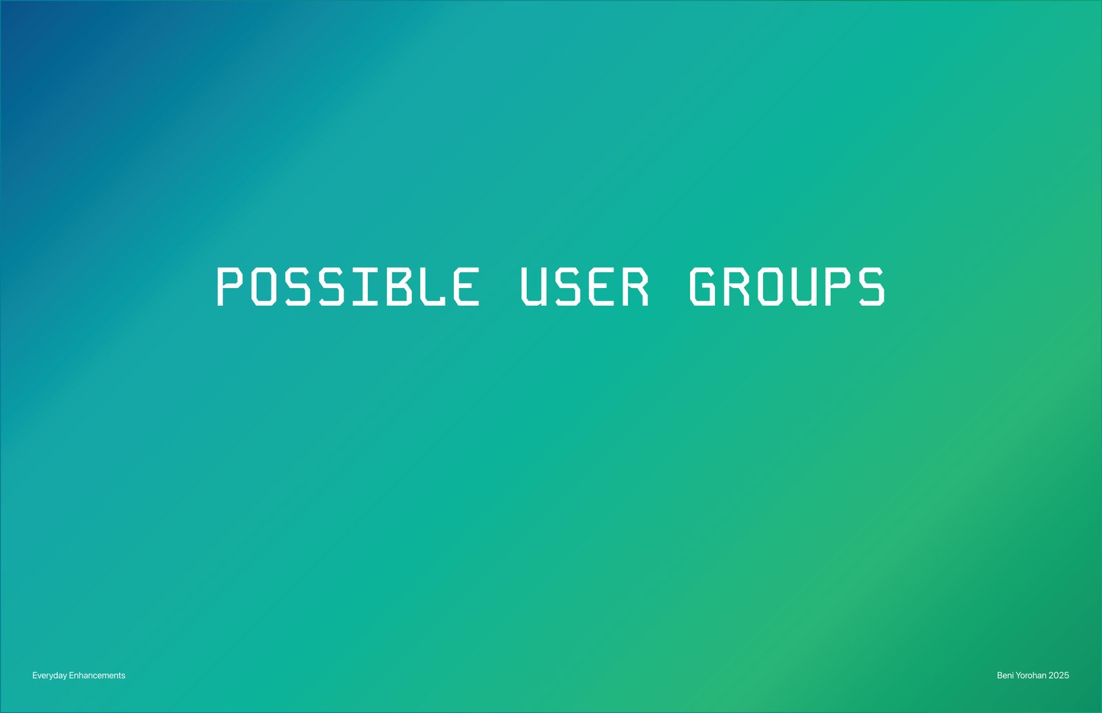 Possible user groups — section cover