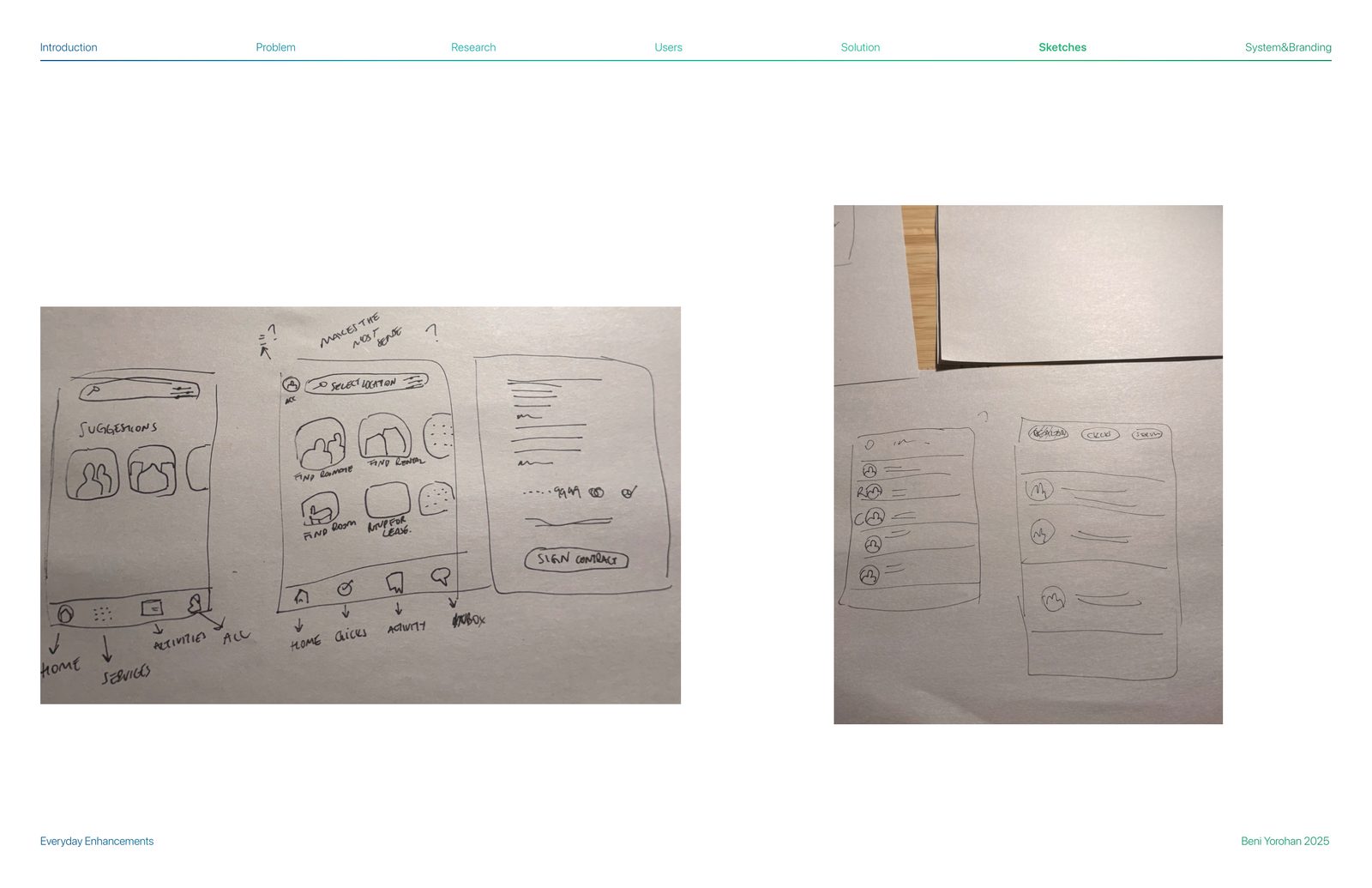 Hand-drawn wireframes continued