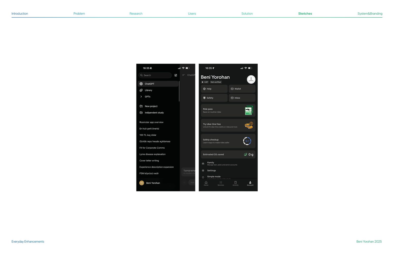 Early dark UI exploration