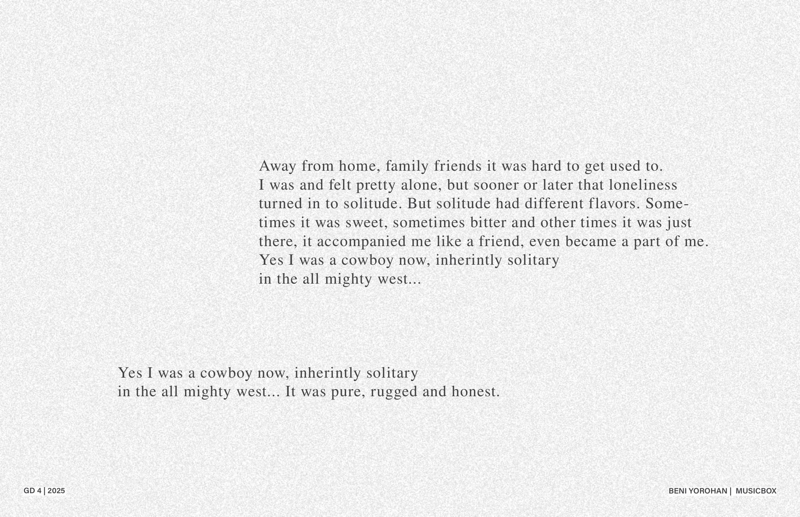 Personal narrative — leaving family, coming to America