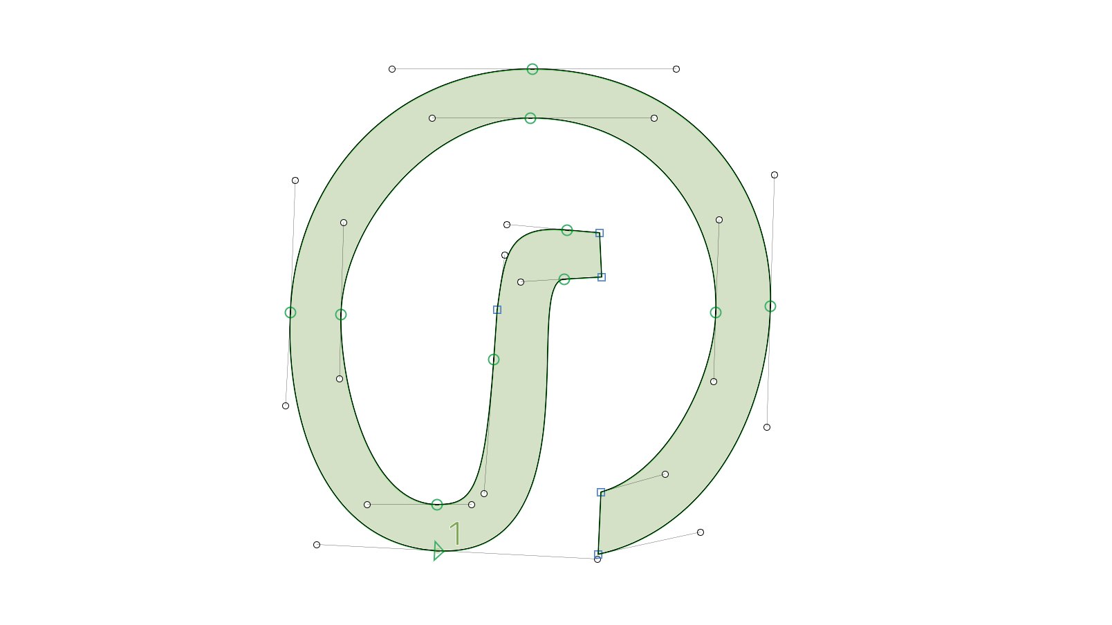 The samekh as bezier outlines in Glyphs