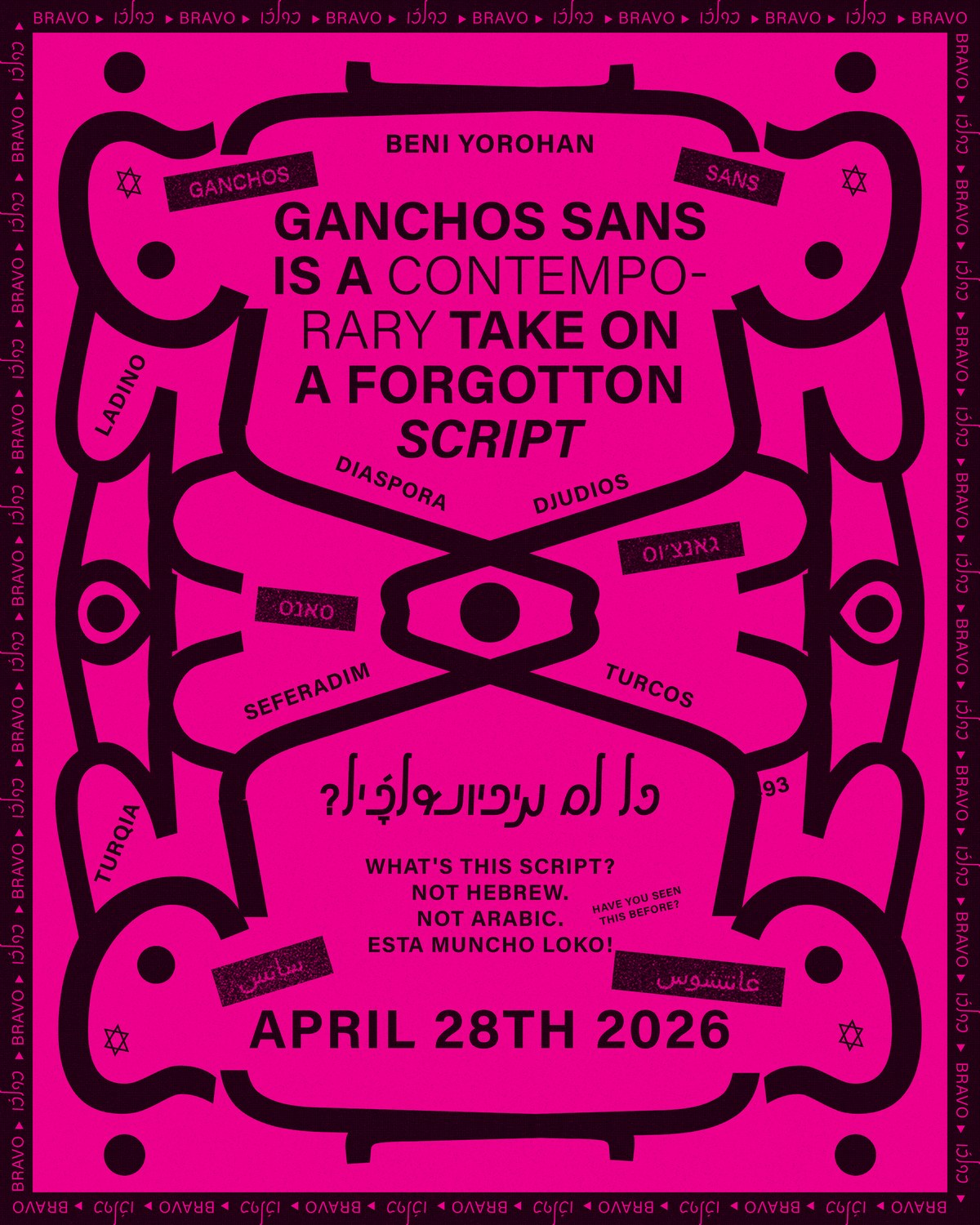 Ganchos Sans poster — magenta colorway