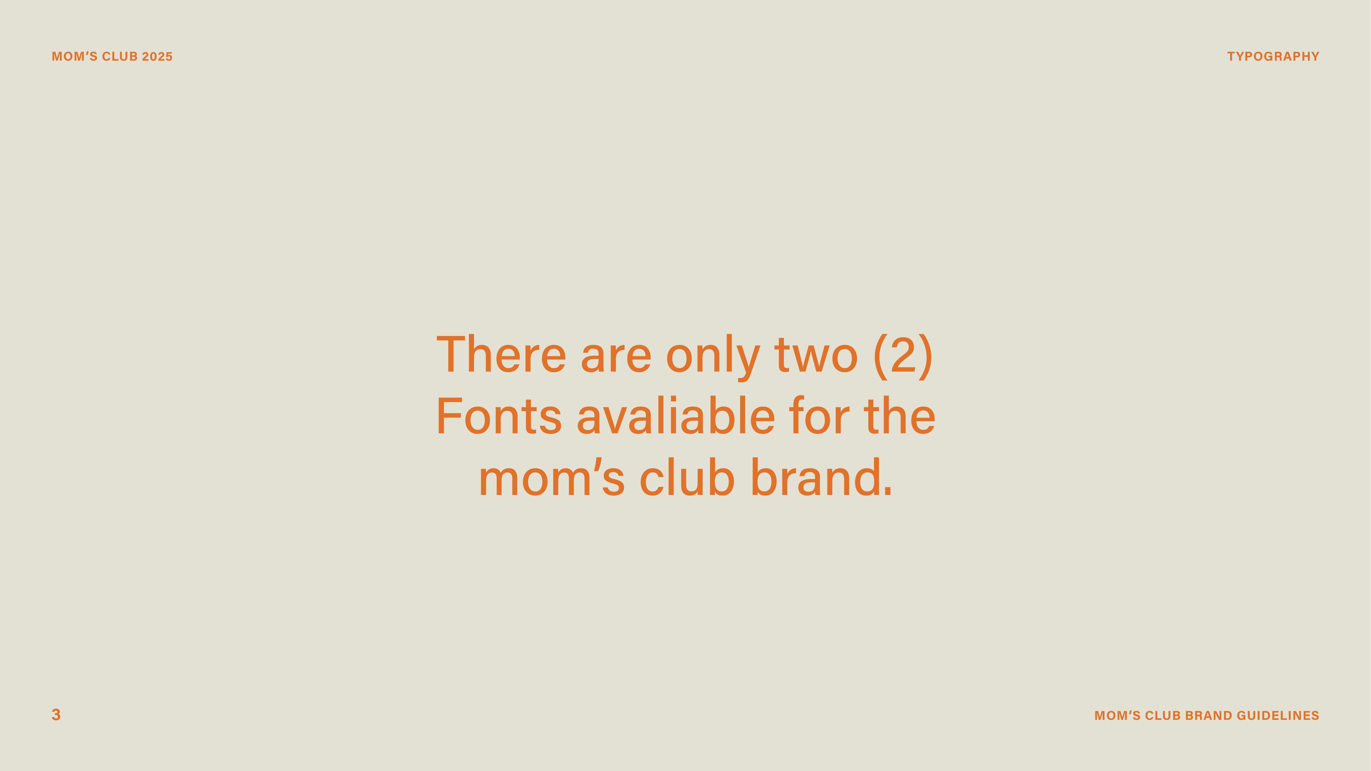 Mom's Club — typography system