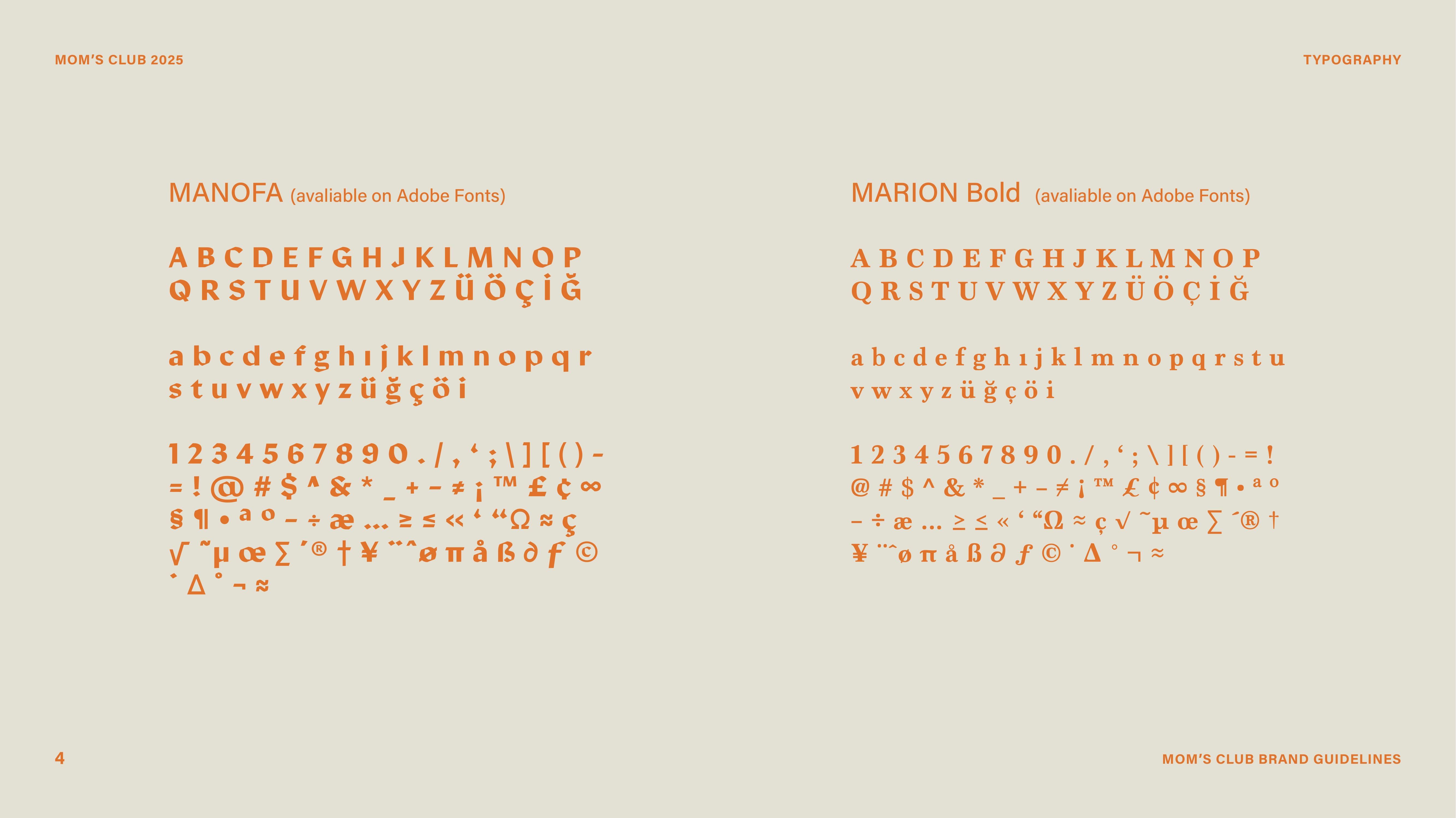 Mom's Club — Manofa typeface specimen