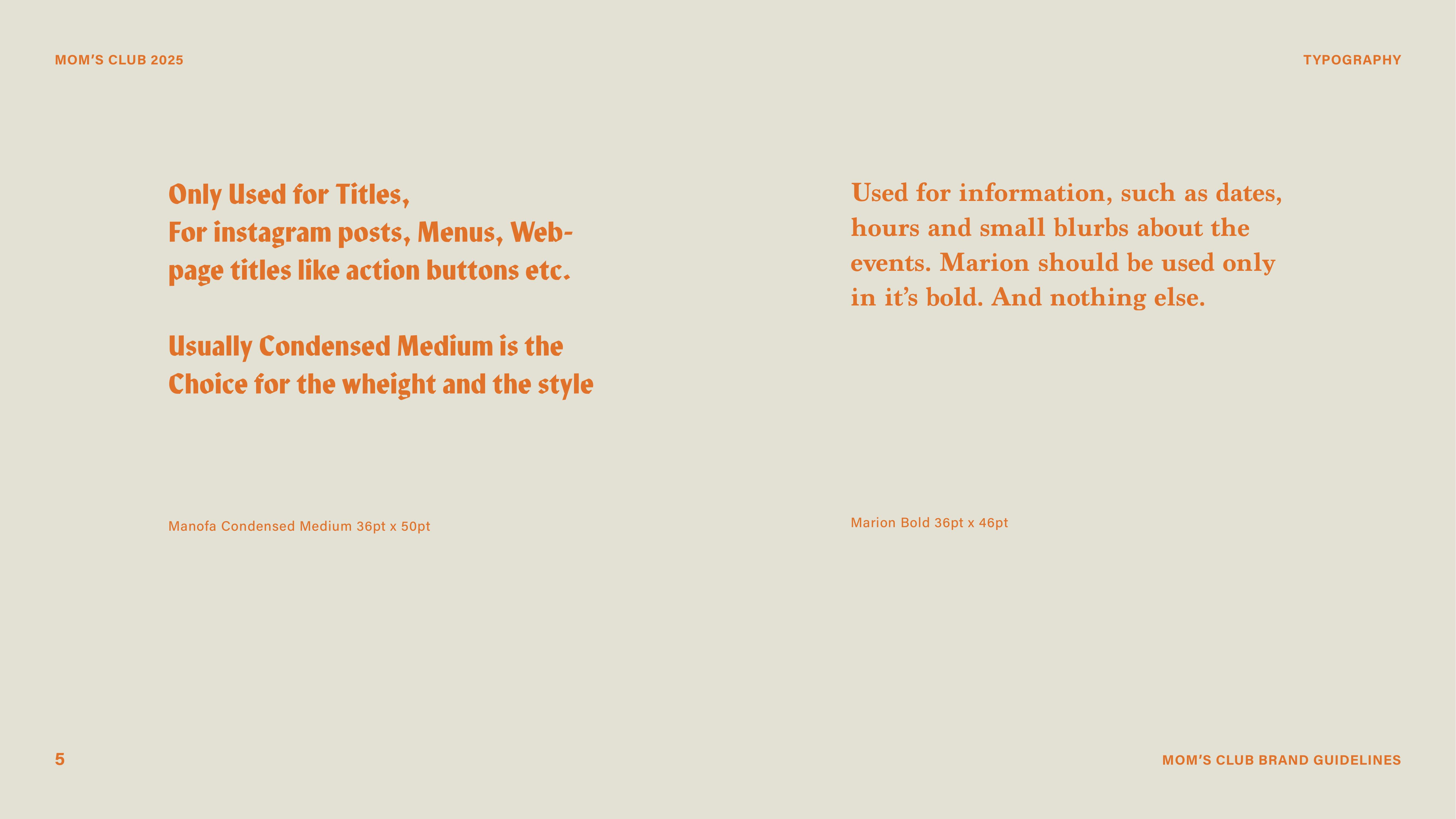 Mom's Club — Marion typeface specimen
