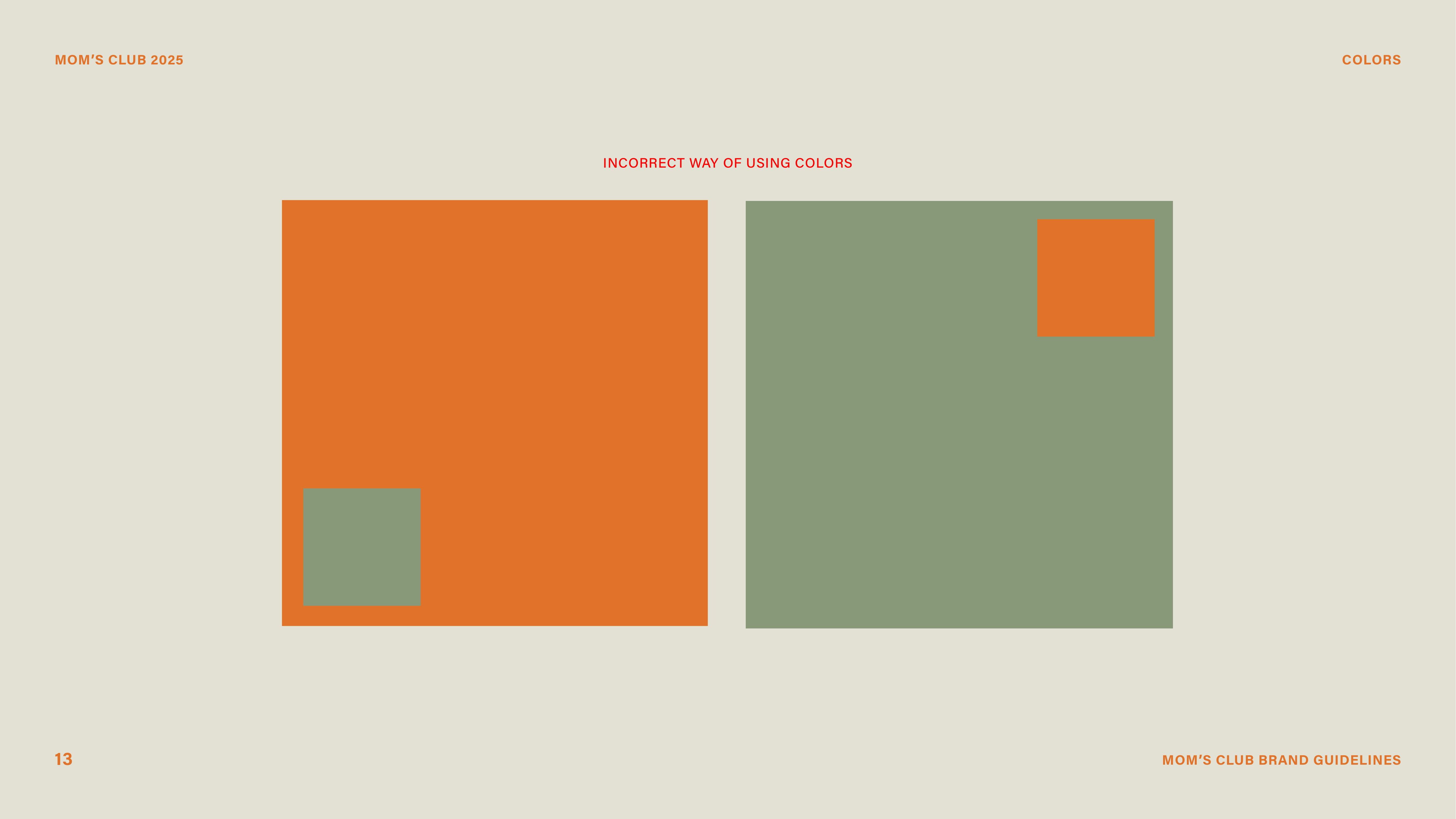 Color pairing — correct usage