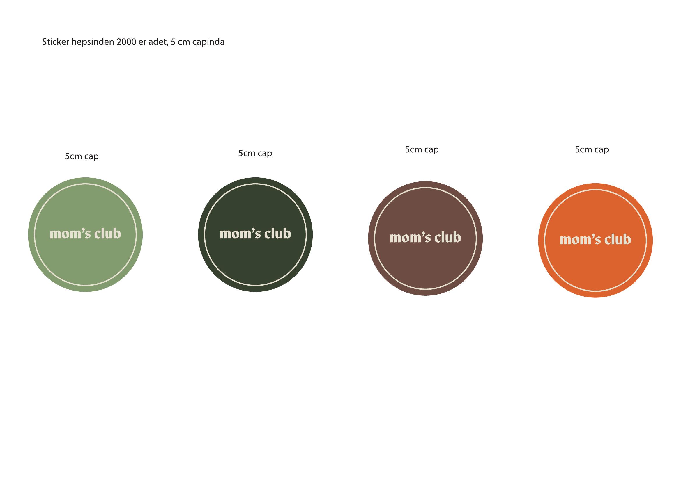 Mom's Club — stickers in four brand colors