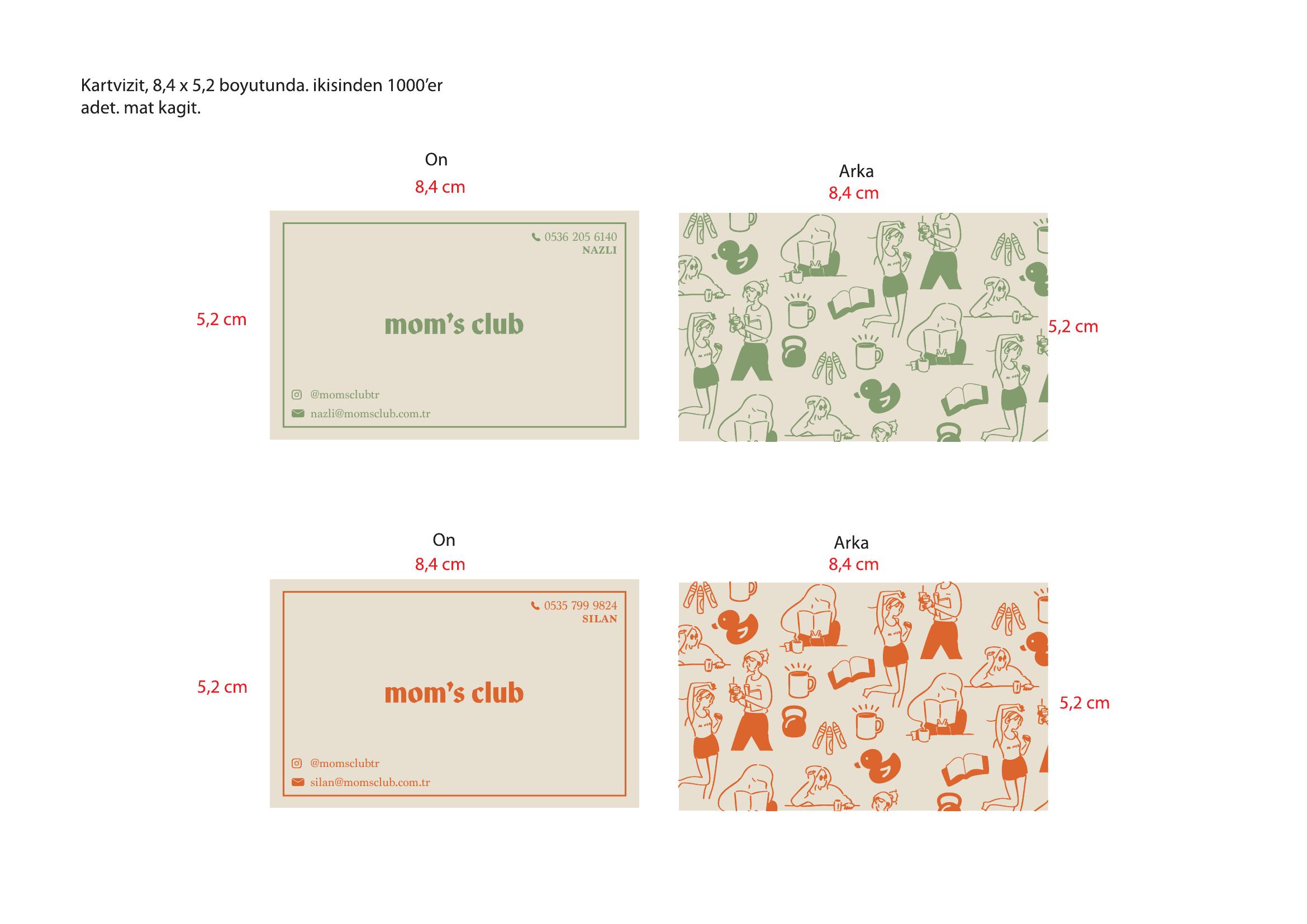 Mom's Club — business cards front and back