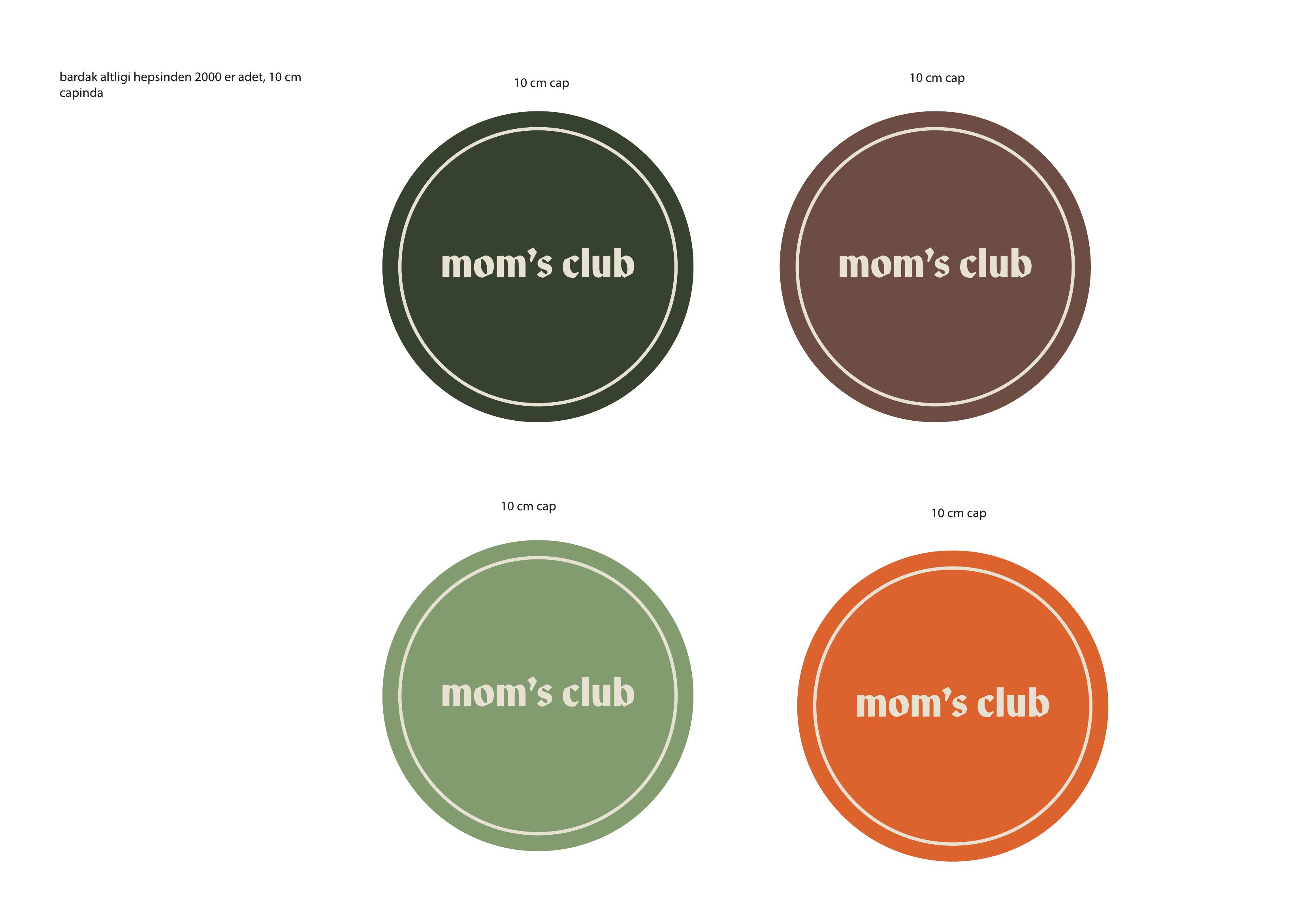 Mom's Club — coasters in four brand colors