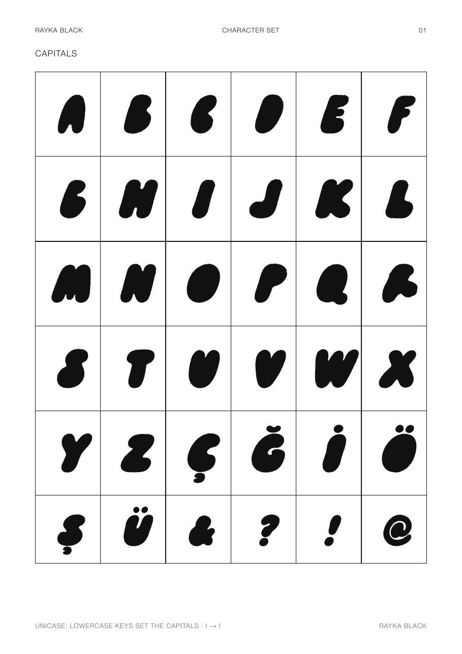 Rayka Black specimen — capitals