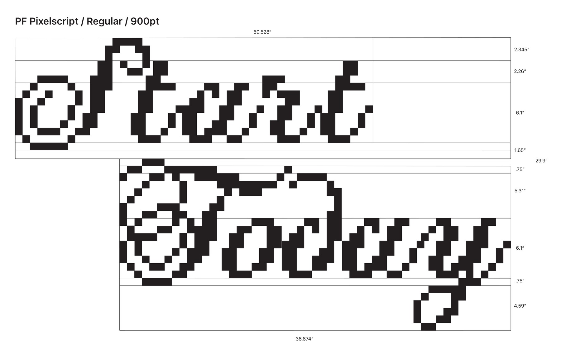 PF Pixelscript 900pt — detailed measurements