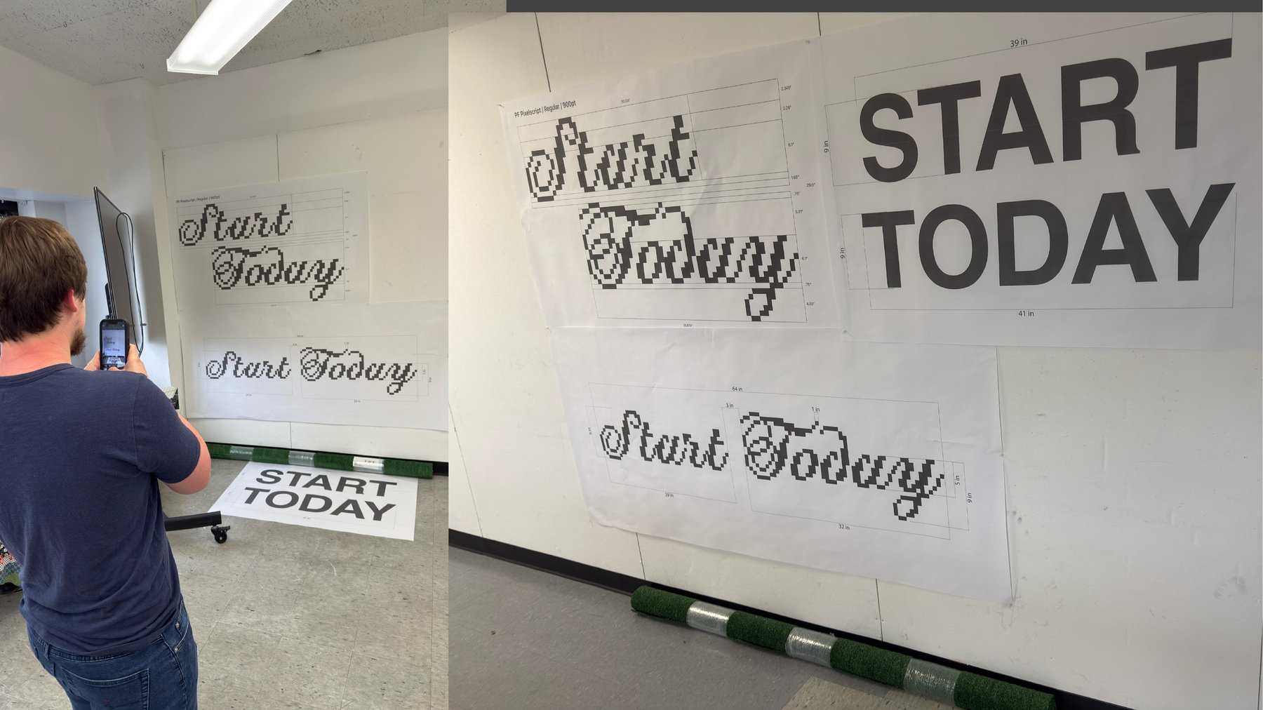 Photographing the full-scale blueprints